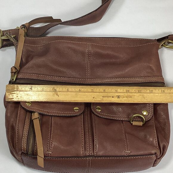 Fossil Brown Leather Morgan Traveler Crossbody Messenger Bag Purse - Picture 14 of 15